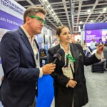 Club GLOBALS representative interviewing a deep tech expert at a European tech event.