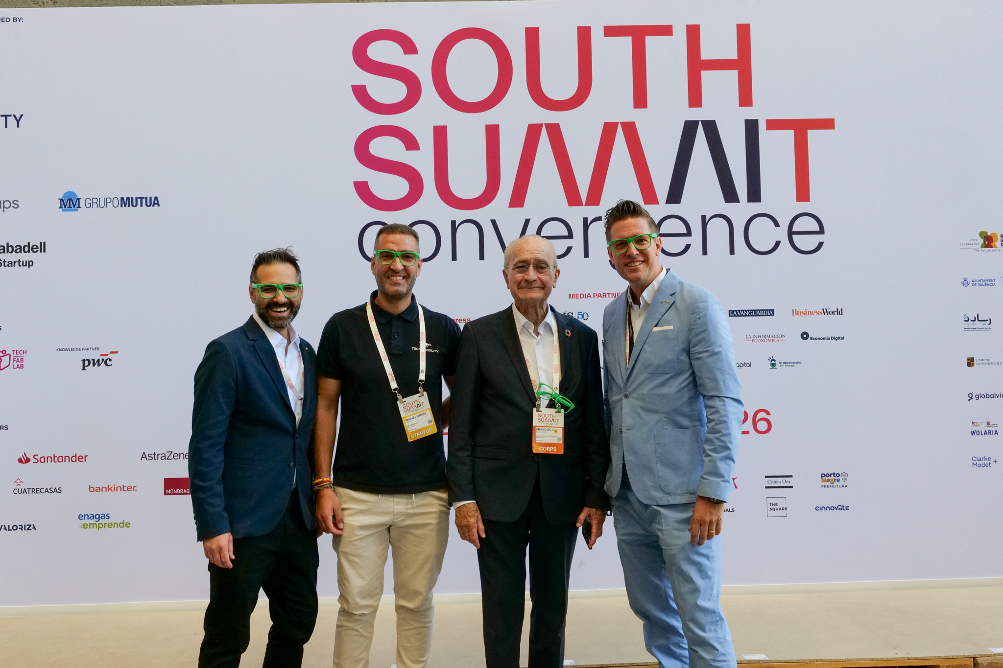 GLOBALS Cofounders Mario Paladini and Nicolas Ventura with GX member Miguel Del Pino (Teco Mobility) and the Mayor of Malaga Francisco de la Torre
